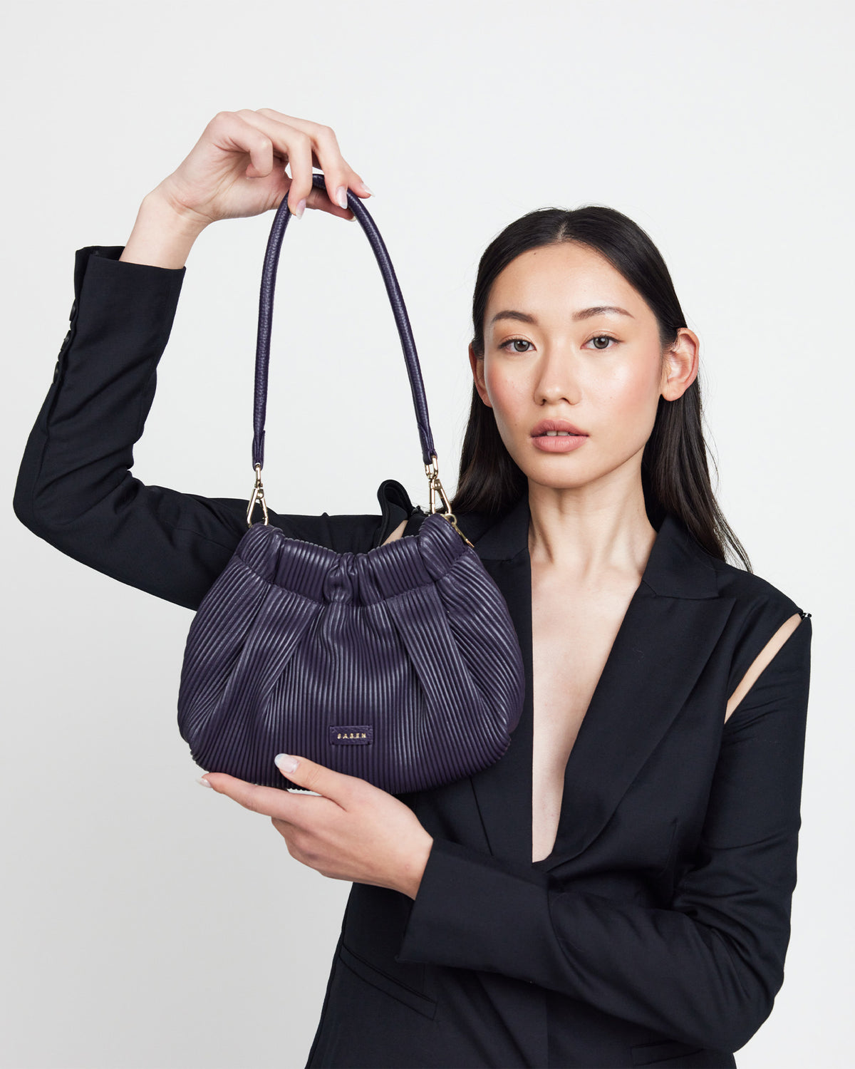 Alexis Shoulder Bag Amethyst Pleat