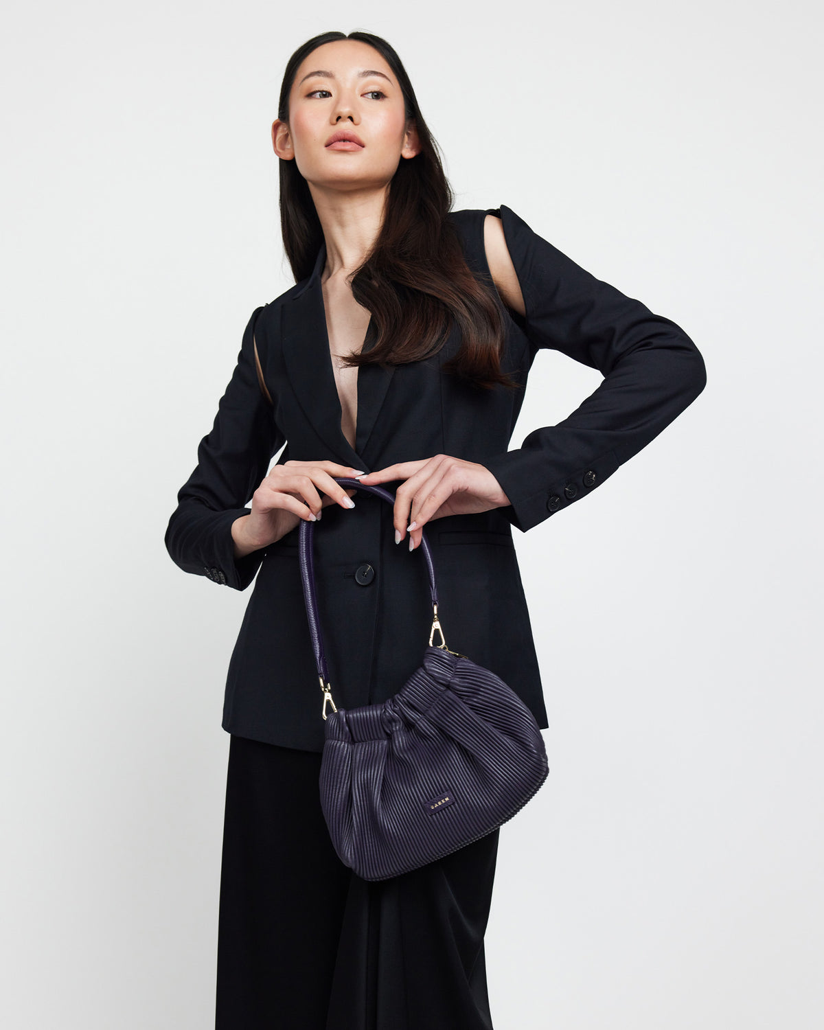 Alexis Shoulder Bag Amethyst Pleat