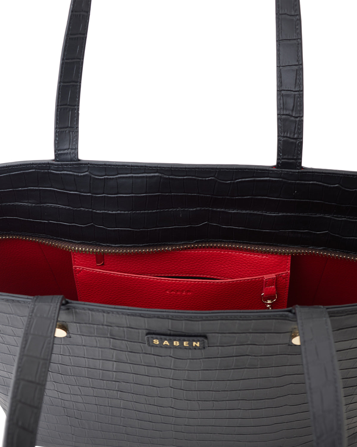 Tilbury Shoulder Bag Black Croc + Geranium