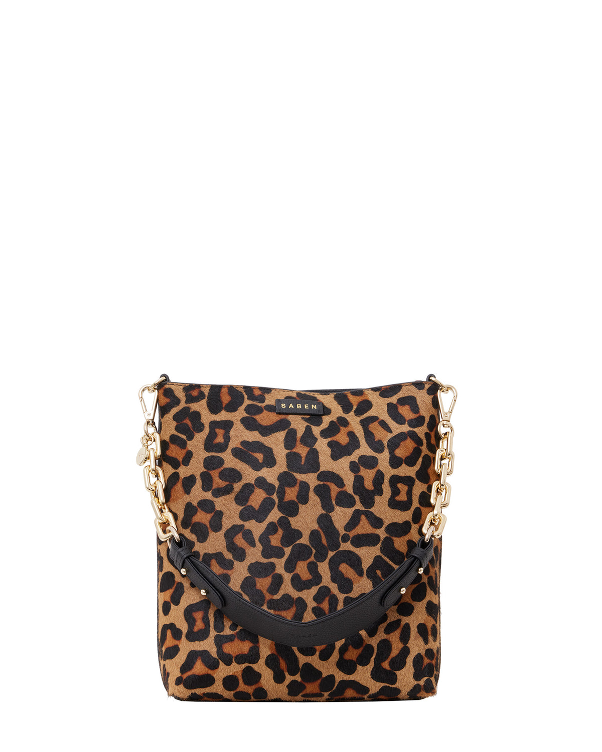 Claudette Crossbody Black + Leopard Haircalf