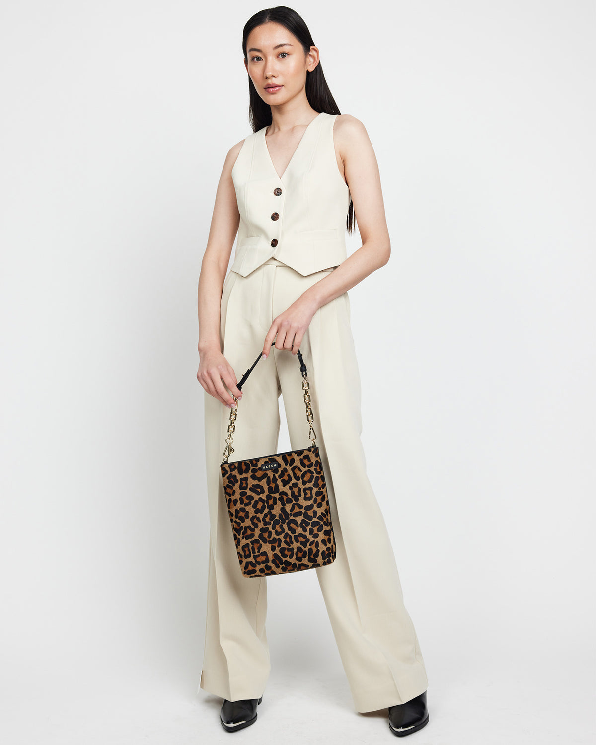 Claudette Crossbody Black + Leopard Haircalf