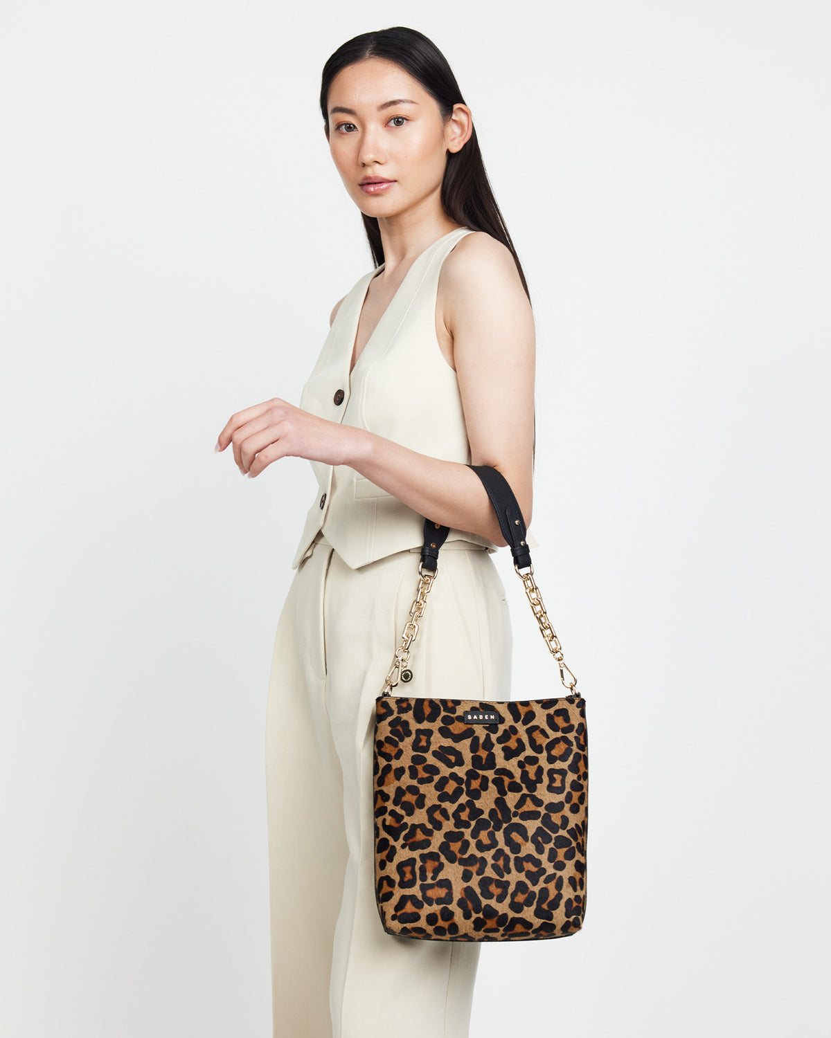 Claudette Crossbody Black + Leopard Haircalf