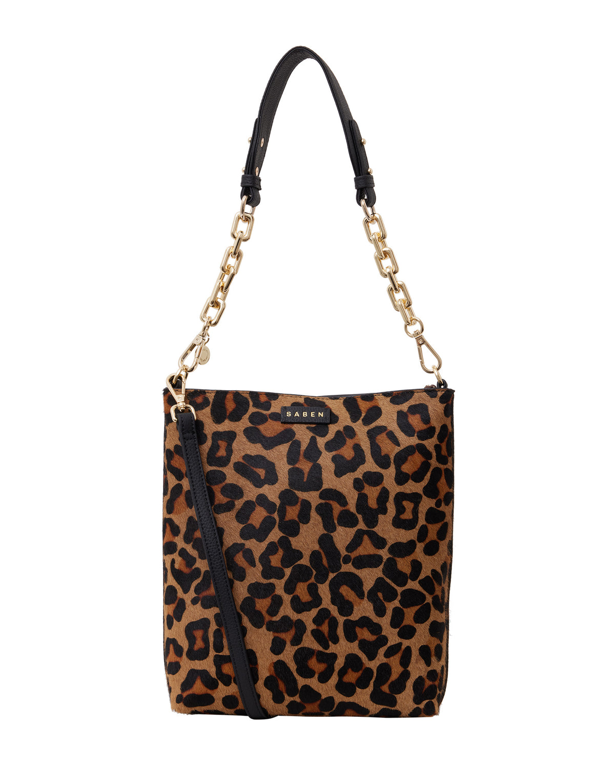 Claudette Crossbody Black + Leopard Haircalf