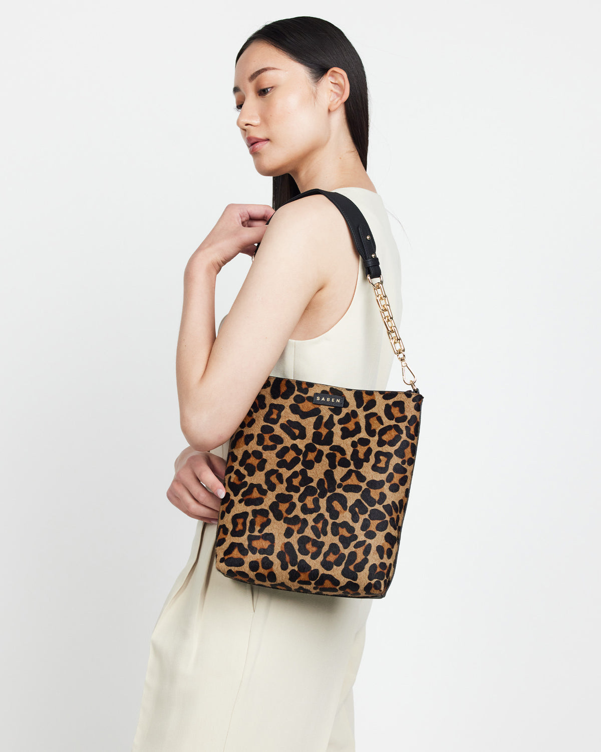 Claudette Crossbody Black + Leopard Haircalf