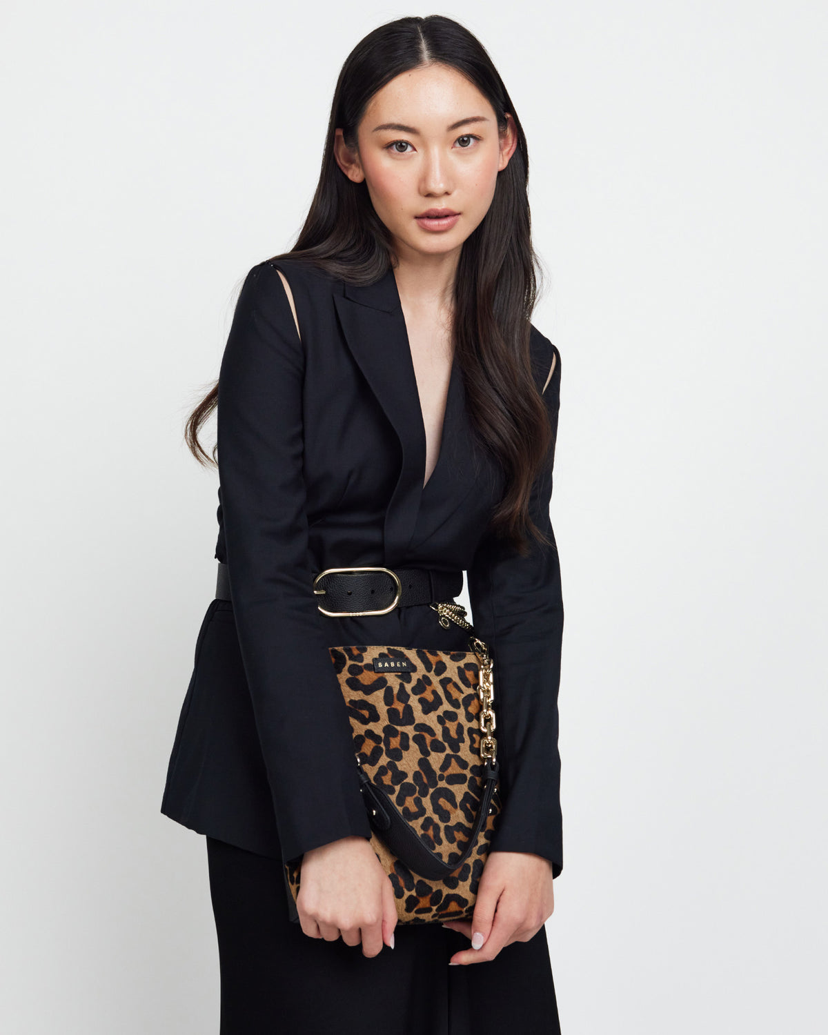 Claudette Crossbody Black + Leopard Haircalf